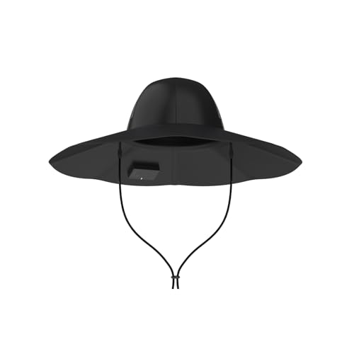 EF ECOFLOW Power Hat, Solar Charging Bucket Fishing Hat, Dual USB Ports, SPF 50+ Wide Brim Sun Hats - Black
