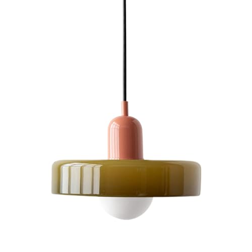 Lámpara colgante de cristal verde para isla de cocina, lámpara de araña moderna de mediados de siglo con diseño vintage de granja costera, lámpara de techo colgante para comedor, restaurante y