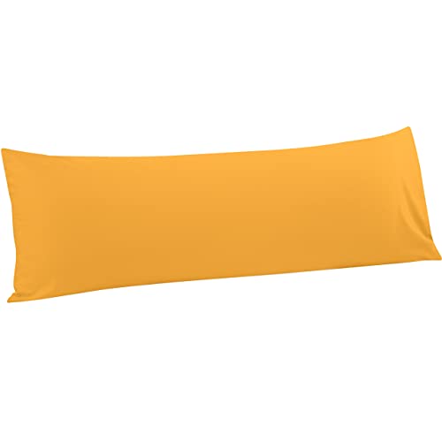FLXXIE Body Pillow Cover - Super Soft Microfiber 20x54 Body Pillow Case - Envelope Closure, Wrinkle, Stain Resistant Ginger Yellow Body Pillow Cover, 20x54, Ginger Yellow