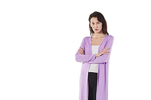 Image of Women's Solid Sweater Essential Duster Long Cascading Open Front Lightweight Blue Cardigan