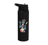 Funny Rock Dog Cartoon Pet Lover Guitar Humor Design Stainless Steel Insulated Water Bottle