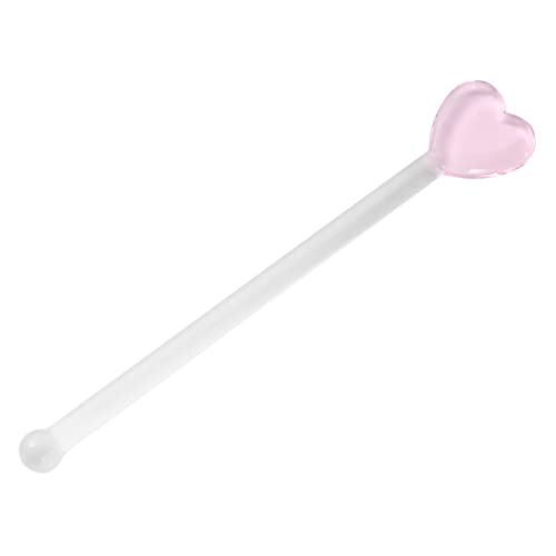 RORPOIR 5Pcs Heart Swizzle Sticks Decorative Glass Stirring Rods for Cocktails Drinks and Cake Pops Creative Muddler Set for Home Bar and Parties
