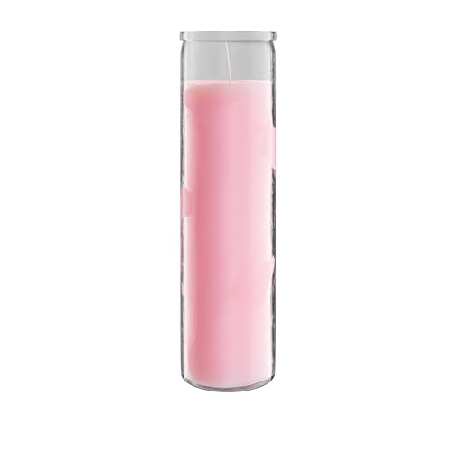 Simply Soson 2x8 inch Pink Devotional Candles in Glass Jar - 1 Piece - 90 Hours – Prayer Candle - Tall Pillar Candles for Religious, Memorials, Party Decor
