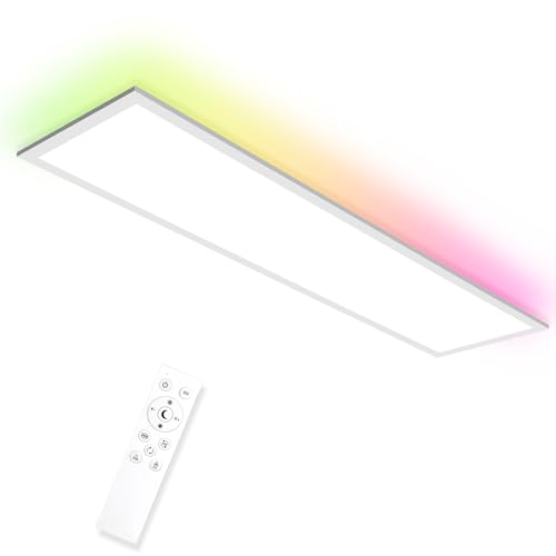 Oraymin 3er-Pack LED Deckenlampe mit Fernbedienung 100x25 CM, 30W 3300LM LED Panel Deckenleuchte, 3000K-6500K Wohnzimmer Lampe, Ceiling Lighting als Flur Lampe, Deckenleuchte Kinderzimmer