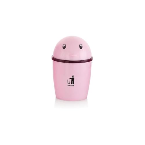 Image of Wastebasket Trash Can - Desktop Mini Plastic Waste Garbage Can with Swing Lid, Stylish Countertop Trash Bin Table Waste Paper Basket Round Small Trash Can (Tidy Bin)