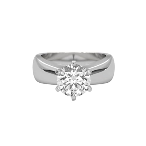 Image of 2 Ct. Solitaire Moissanite Crown Cathedral Ring for Women, 925 Sterling Silver, 18k Gold Plated, Smooth Edge Band, Perfect Jewelry Gift for Her