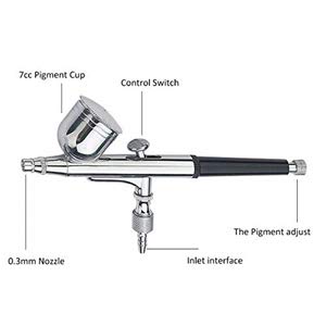 BUYTER 130K 0.2,0.3&0.5mm Precision Dual-Action Gravity Feed Airbrush Kit with 6ft Airbrush Hose