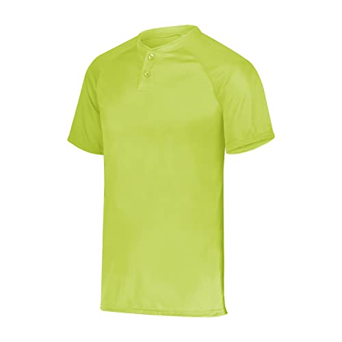 Augusta Sportswear Boys' Youth Attain Wicking Two-Button Baseball Jersey, Lime