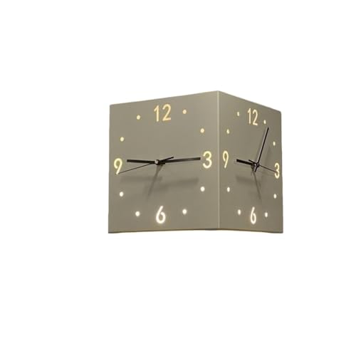 JNNJ 10インチ 電波対応 両面コーナークロック 高級アクリル製 静かで軽量 白モデル|リビング・寝室・カフェ用 リモコン付き 電池式 免打孔壁掛け時計 両面表示 コーナースペース効率的利用 シンプルで上品なデザイン (光がある,ブラック)