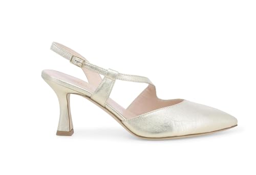 Escarpins à bride arrière en cuir platine e1634q, parfaits pour vos soirées et mariages