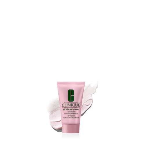 Clinique All About Clean Rinse-Off Foaming Face Wash With Hyaluronic Acid + Glycerin For Oily Skin Types | Dissolves Makeup + Sunscreen Mini Travel Size 1 Fl Oz