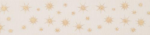 Berisfords Polyester Ribbon, White/Gold, 25mm x 20m
