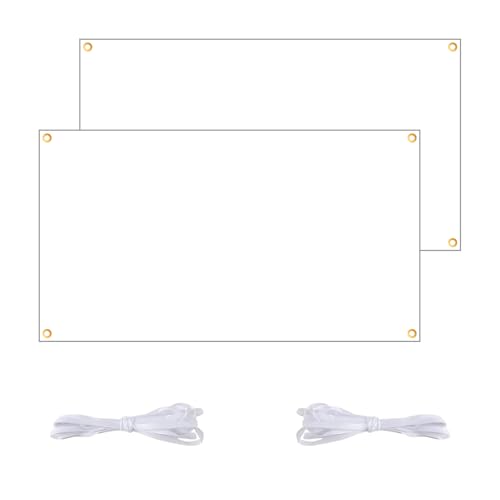 2 Piezas Pancarta en Blanco para Pintar, 180x100cm, Pancarta Personalizada, con 2 uds 6m Cuerda, Banner DIY Personalizado para Bodas, Fiestas, Aniversarios, Cumpleaños Decoraciones