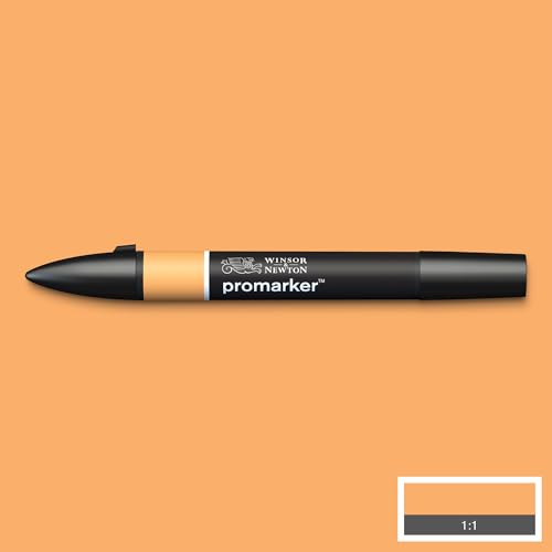 Image of Winsor & Newton Promarker, Alcohol Based Markers, Apricot (O538), Double Tipped Drawing Marker for Artists, Graphic Designers, Illustrators - Chisel & Fine Twin Tip, Streak Free Coverage