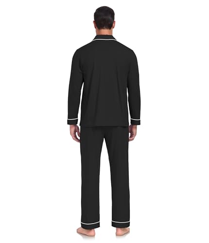 CF Men's Pajama Sets 100% Cotton Pajamas for Men Lightweight Long Sleeve Sleepwear Button Down Pj Set Loungewear with Pockets3