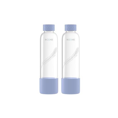 Image of Rioware Purifa Pro Borosilicate Glass Water Bottle With Silicon Sleeve (750Ml) | Airtight Lid | Leak Proof | Silicon Cap | Fridge Water Bottles For Home, Office & Gym -Pack Of 02(Blue)