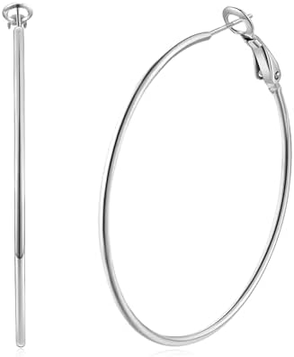 14K Gold Plated 925 Sterling Silver Posts large Hoop Earrings for Women, Hypoallergenic Big Hoop Earrings Lightweight Jewelry for Women 30/40/50/60/70MM