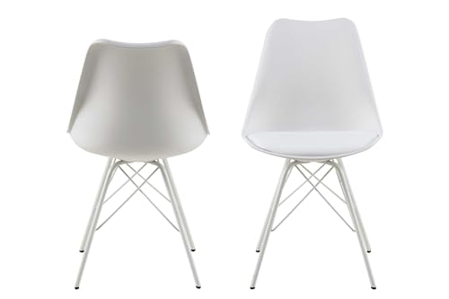 AC Design Furniture Emanuel Sedia da Pranzo, finta pelle, Bianco, L: 54 x W: 48.5 x H: 85.5 cm, 2 Unità