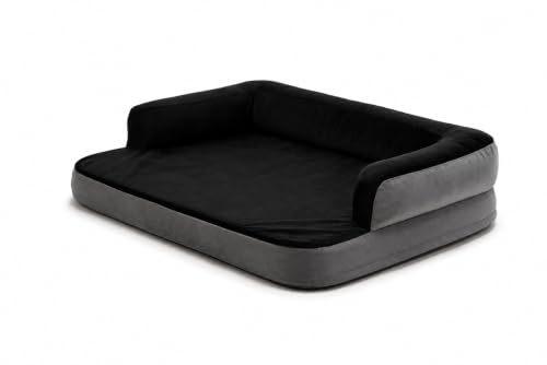 Image of Cutepups Memory Foam Square Orthopedic Dog Bed Comfortable Dog Mattress For Sleeping, Washable Pet Bed For Dogs (Medium Size Black And Grey)