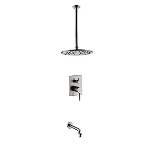 Système de douche mélangeur en laiton avec douchette et robinet encastré 25 cm