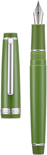 Image of SCHMIDT Jinhao 82 Avocado Acrylic Fountain Pen, Iridium Fine Nib Classic Design Smooth Writing Pen with Ink Converter (Silver Trim) (green)