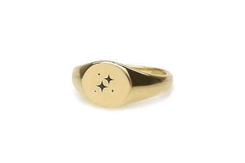 Bague étoile en or 14k gravée pour femme : alliance céleste et anneau fin