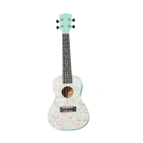 LOL-FUN 初心者向け木製ウクレレ 小型ウクレレ 音楽ギフト ポータブルスターターウクレレ 木製 かわいいウクレレ 子供 男の子 女の子用, 緑