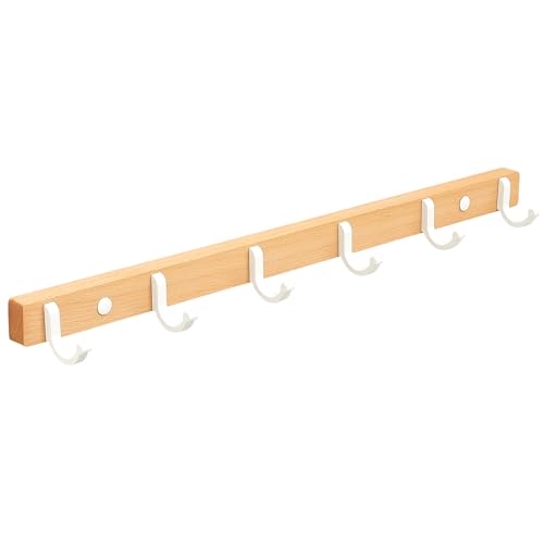 HaiFanWJ Wall Hangers, with Hooks, Metal Wood Hangers, Used as Decorative Hooks for Jackets, Bags, Towels, Hats (White, 6-Hook)