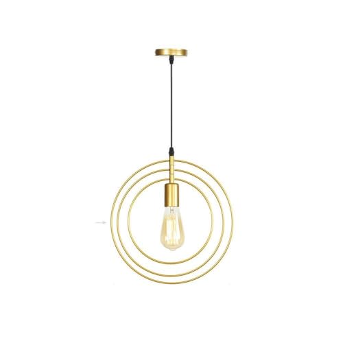 Lámpara de comedor dorada y moderna para iluminar una mesa de cocina nórdica