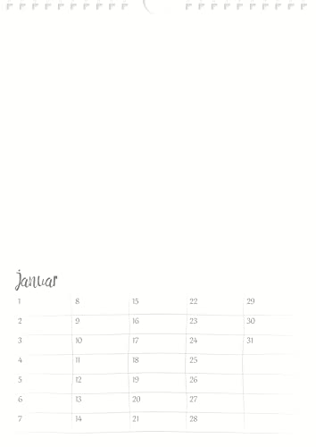 Bastelkalender Immerwährend DIN A4 zum Selbergestalten sanftweiß • Nachhaltiger DIY-Wandkalender zum Aufhängen • extra dicker 250 g/m² Recycling-Karton •Wandplaner