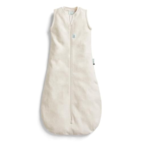 ergoPouch 1.0 TOG Sleeping Bag, 2-4 Years, Oatmeal Marle Print – Organic Jersey Cotton, Sleeveless, Arms-Out Design, All-Season Comfort, Ideal For Room Temperatures (20–24°C)