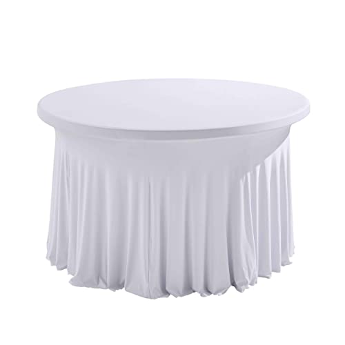 MobEventPro - Funda elástica para mesa redonda (8 personas, 150 cm), color blanco