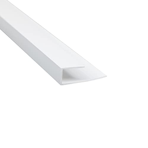 NRG 2.7m Long 5mm Thick End Cap Trim Silver for Bathroom Shower Wall Panels Cladding 'U' Profile-White