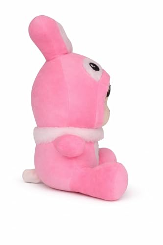 Image of Cute Bunny Girl Plush Soft Toy for Kids - Pink Rabbit Doll with Bunny Ears | Soft Stuffed Cartoon Plush for Girls & Babies | Cuddly Gift Toy for Birthday & Special Occasions (25 CM)