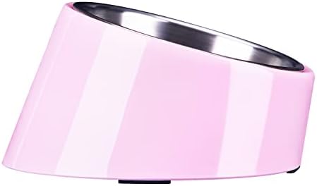 Super Design Mess Free 15° Slanted Bowl for Dogs and Cats, Tilted Angle Bulldog Bowl Pet Feeder, Non-skid & Non-spill, Easier to Reach Food M/1.5 Cup Light Pink
