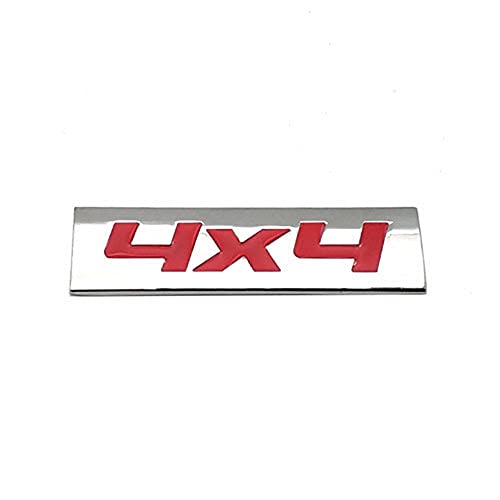 Car Styling Metal 4 x 4 Logo Emblem Sticker All-Wheel Drive Side Fender Auto Badge Off Road Autocollant Accessoires de voiture, Silver with Red Cover