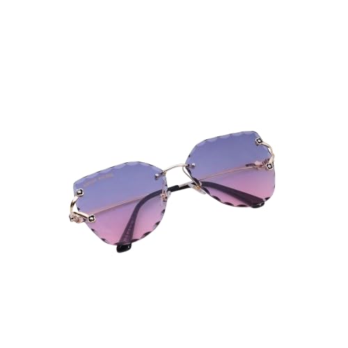 Henry Richel Rimless Geometric Sunglasses for Women & Men | Pink Gradient UV Protected Lens | Luxury Gold Metal Frame | Lightweight Fashion Eyewear for Driving, Travel & Outdoor Wear-image-7