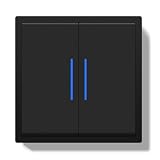 BSEED Interruttore da Incasso, Interruttore a Pulsante con Terminale a Innesto, 2 Gang 1 Via Light Switch con Indicatore Luminoso a LED e Cornice in PC, Nero, 80X80mm