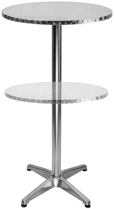 Bistro foldable round aluminium bar table 2 adjustable heights cafe 24 inches high restant table …