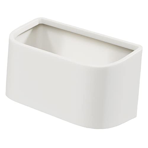 Basurero rectangular compacto blanco para montaje en pared