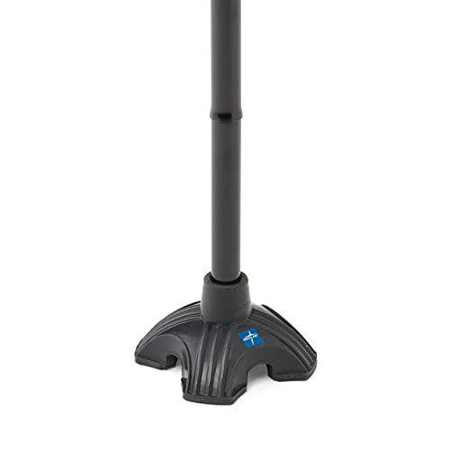 Medline Offset Folding Cane, 4-Point Base With Cushioned Gel Handle, Supports Up To 350 Lbs, Black #TOP2
