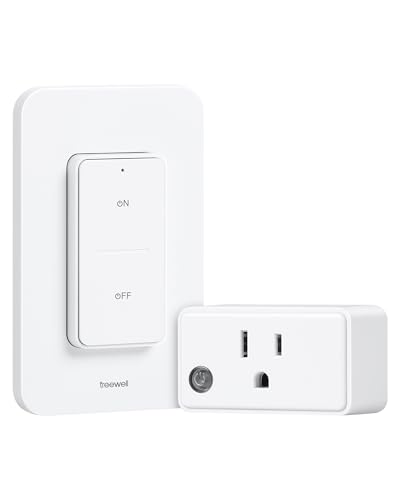 TREEWELL Remote Control Outlet Wireless Wall Switch, 200FT Long Range RF Remote Light Switch, Mini Electrical Outlet Plug, 15A/1875W High-Power for Lamps, Lights, Household Appliances, ETL Listed