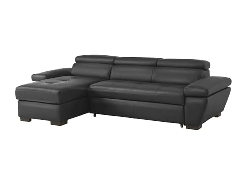 Vente-unique - Canapé d'angle Gauche Convertible en Cuir Gris Anthracite JONOVA