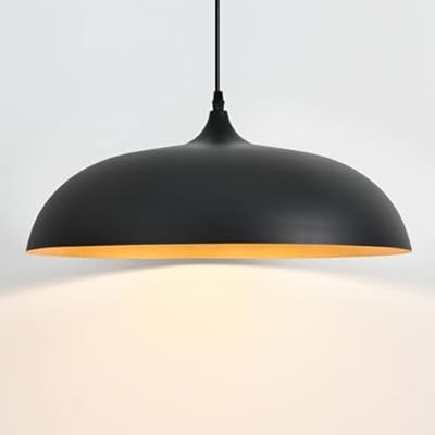 DOTCN Large Pendant Light Fixtures Ceiling Hanging, 17.7" Dome Pendant Lights,Black and Gold Finish Lighting Fixture,Adjustable Pendant Lamps for Living Room,Dining Room,Kitchen Island