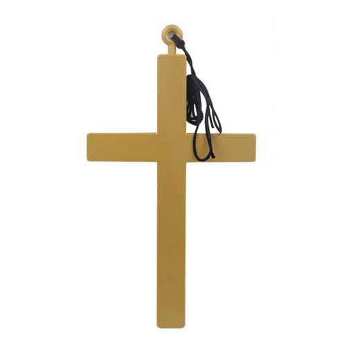 Image of ZALAOR Gold Cross Necklace - Plastic Crucifix Cross Pendant Nun Costume Accessory - Crucifix Necklace for Halloween, Cosplay, Church Plays, Fancy Dress Accessories