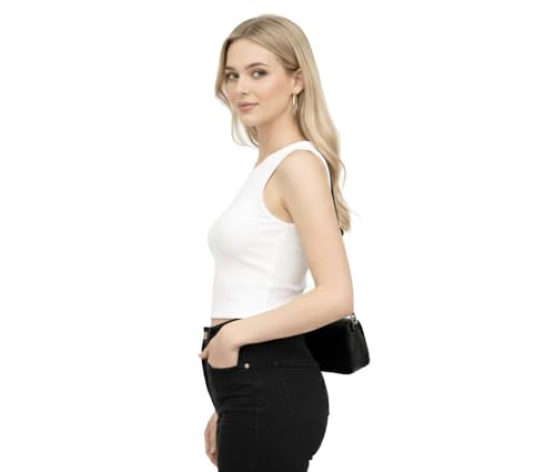 Image of Women's & Girl's Plain Black & White Tank Tops Crop Top (Set of 2)
