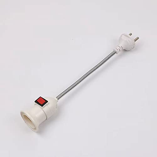 RORCH Flexible Lamp Holder, E27 LED Lamp Socket White, Extension Screw Lamp Adapter with On/Off Switch, Plug in Wall Lights 360 Degree (Bulb not Included) Pack of 1