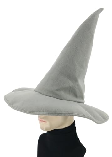 Topcosplay Grey Wizard Witch Hat Halloween Costume Accessories Outfit Adjustable Size