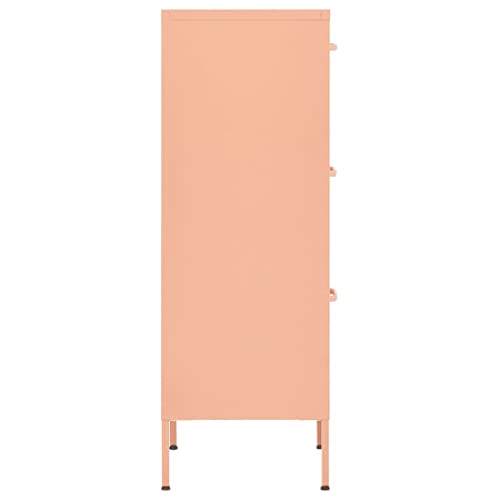 Free-Standing Storage Cabinets, Vertical Filing Cabinet With Drawers, For Bedroom Kids Locker For School, Home, Office, Storage Cabinet Pink 16.7"X13.8"X40" Steel #TOP12
