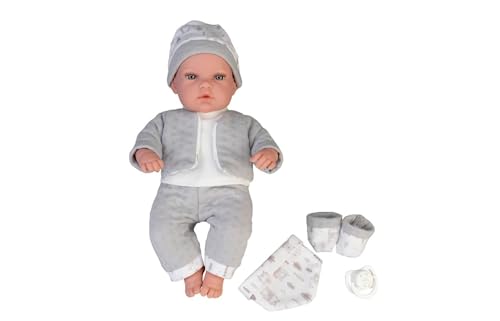 MY SWEET LOVE - Elegance Baby Baby Girl com cores cinzentas, boneca bebé recém-nascida, 33 cm e corpo rígido, roupa de malha e acessórios, chupeta, brinquedo fabricado em Espanha, 2 anos, Famosa